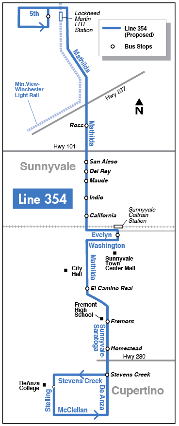 Proposed Line 354 map for 2016-2017 Transit Service Plan