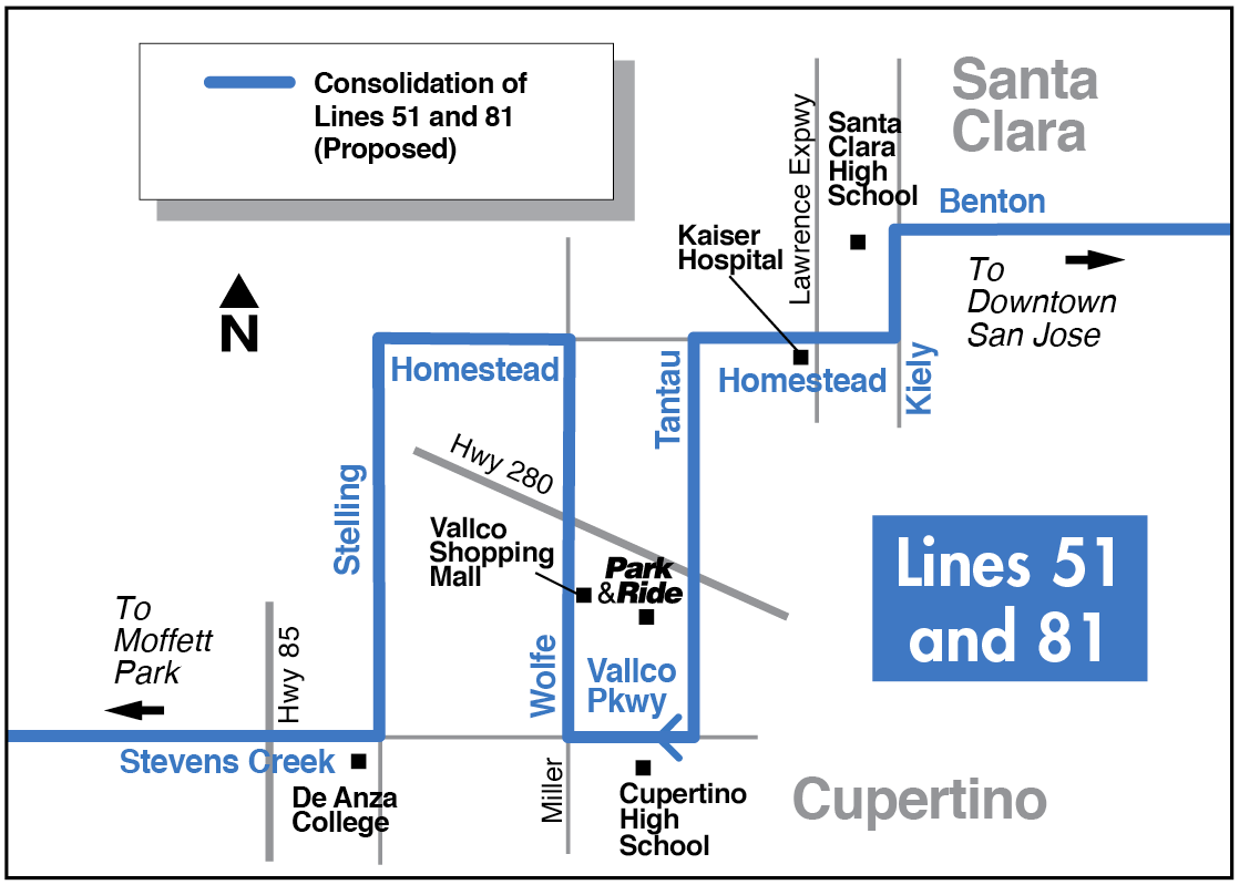 Proposed Lines 51 and 81 map for 2016-2017 Transit Service Plan